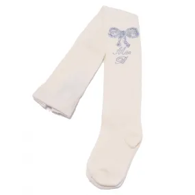 1206W collant bimba MISS BLUMARINE ivory cotton tights girl kid