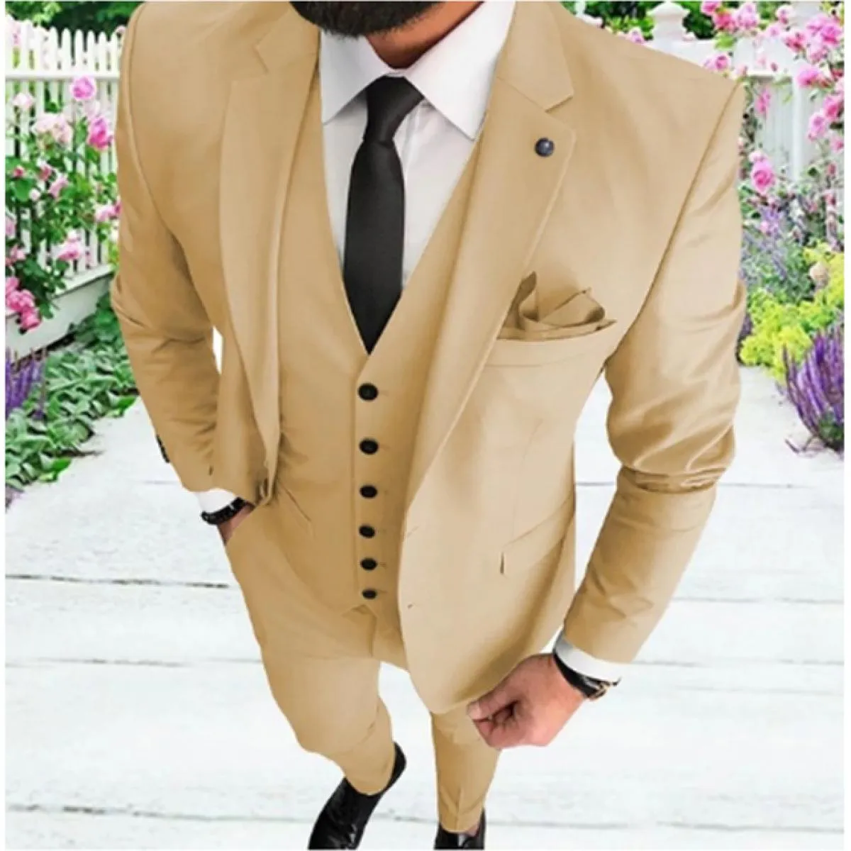 2022 Nuovo Arrivo Onte Button Slim Fit Abito da Uomo Sposo Indossare Abito da Sposa per Uomo Abito Maschile Giacca Tre Pezzi Set