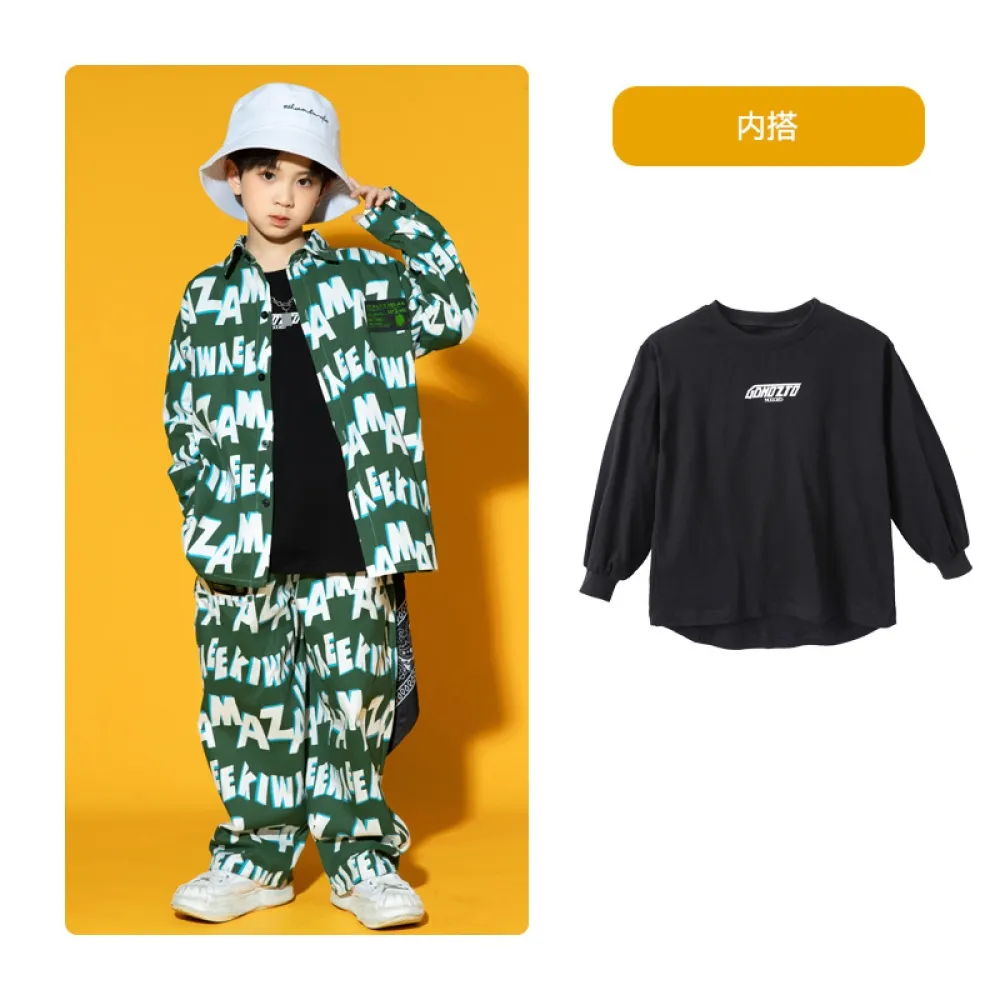 Abbigliamento alla moda per bambini di danza di strada Abbigliamento hip-hop per ragazzi Autunno Abbigliamento per spettacoli di