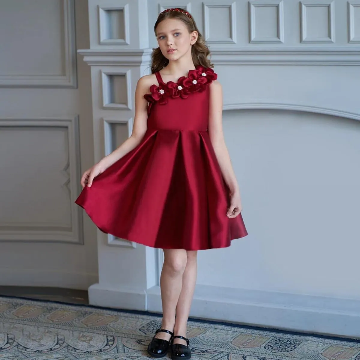 Abito da tutù da festa con abito da principessa a fiori per ragazze, per matrimonio di compleanno, abbigliamento per bambini di