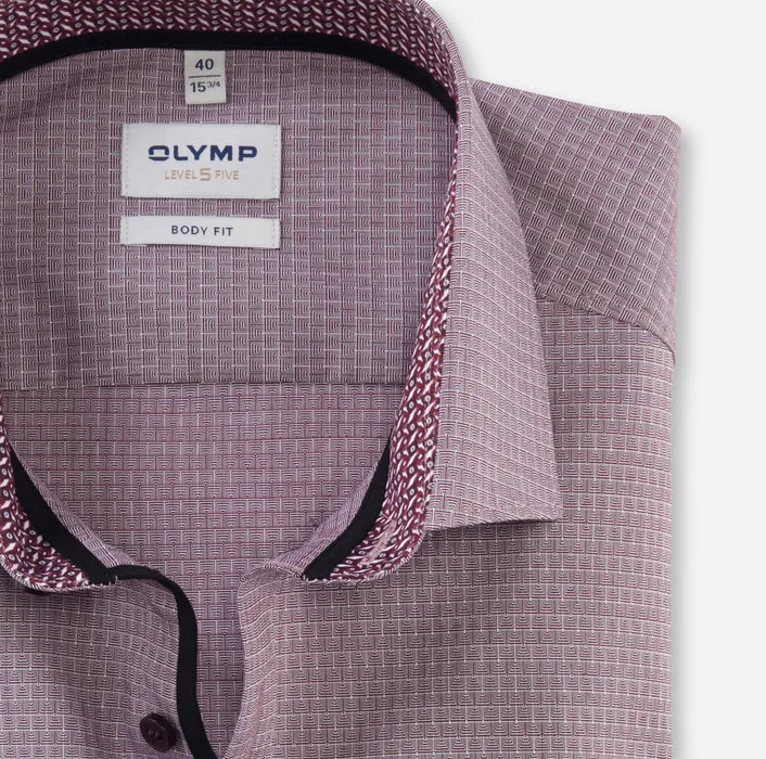 Camicia bordeaux olymp level five slim fit cotone stretch