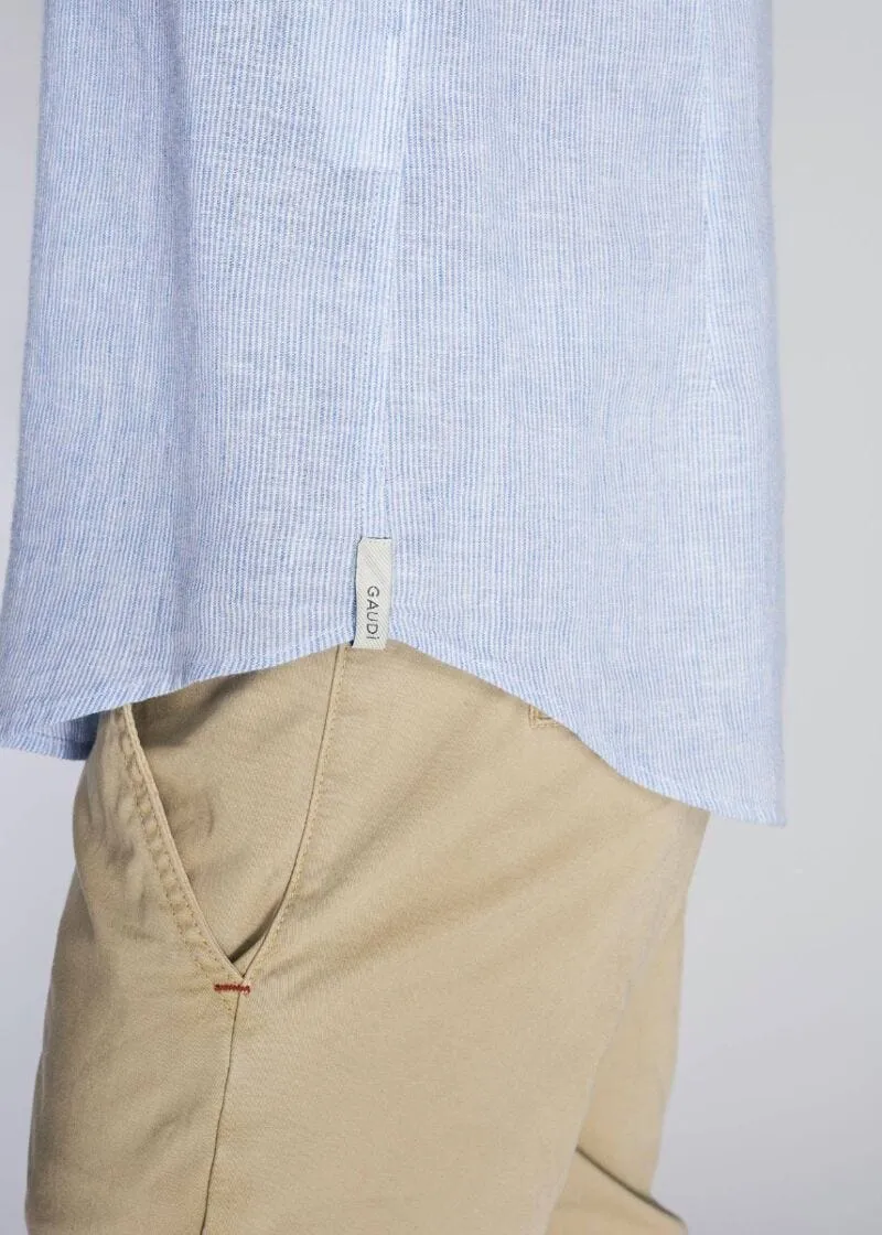 Camicia gessata in cotone e lino