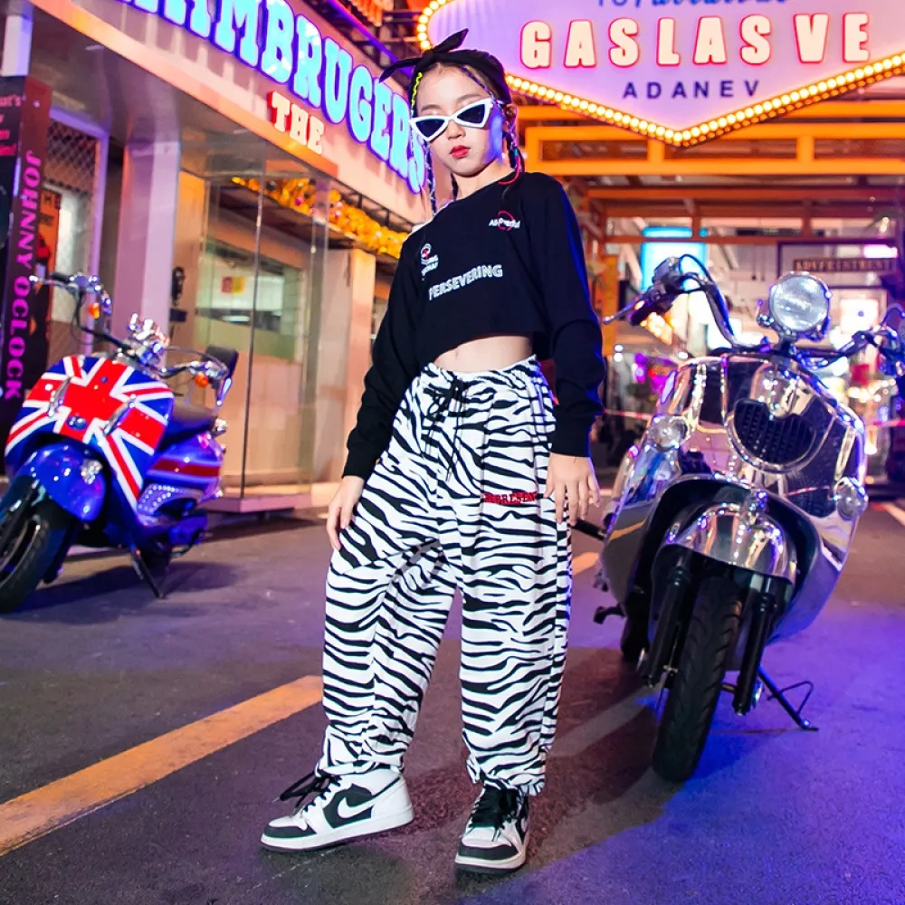 Capodanno Hip-hop Abbigliamento alla moda Ragazze Hip-hop Abbigliamento per danza jazz Ragazze per bambini Passerella Vestito Pr