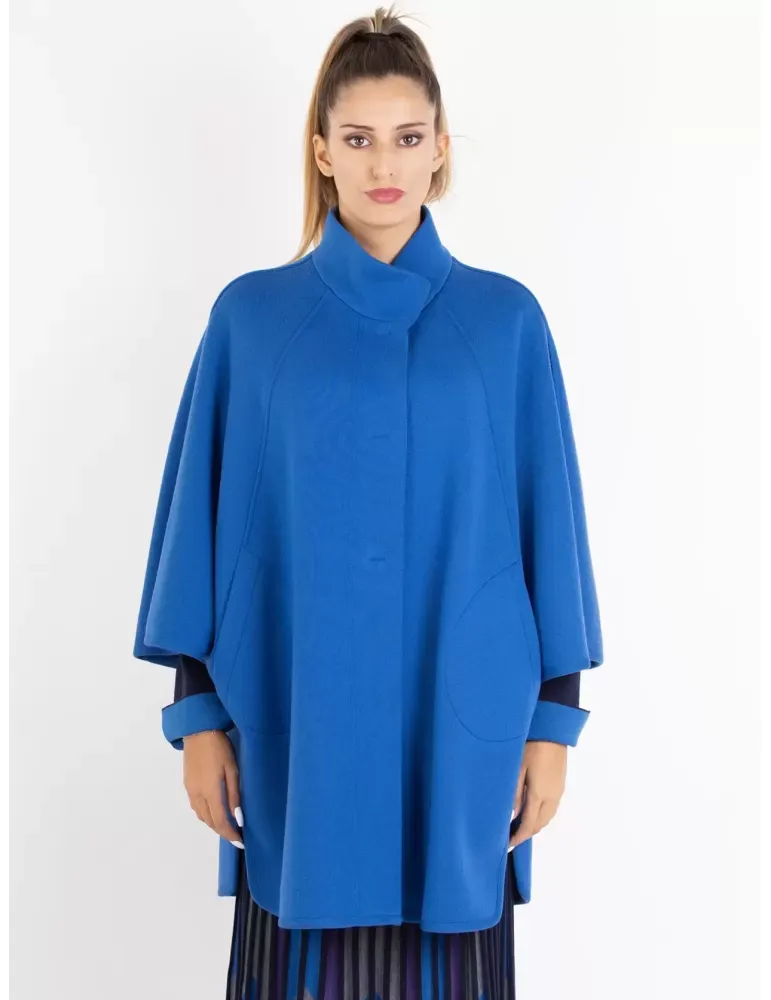 Cappotto mantella lana azzurra punto Milano Aldo Colombo