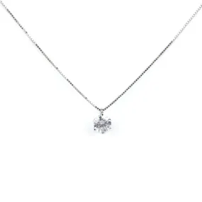 Collana in oro bianco punto luce a sei griffe con zircone
