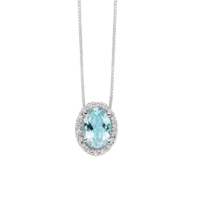 Collana Miluna in Oro Bianco con Diamanti e Acquamarina Ct. 0,67