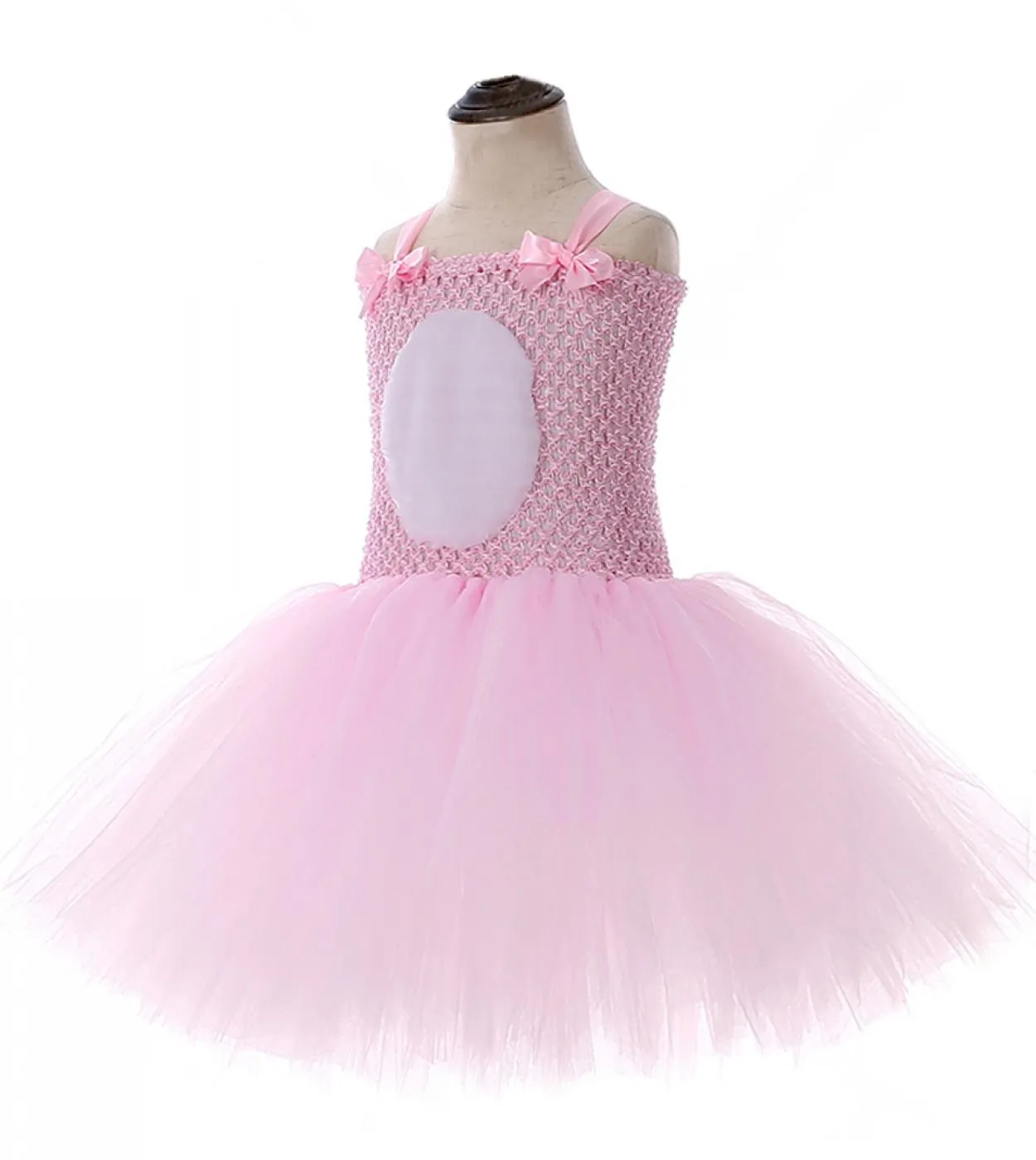Costume da coniglietto pasquale per neonate Abito tutu rosa con orecchie di coniglio fiore Vestiti per bambini da coniglio Ragaz