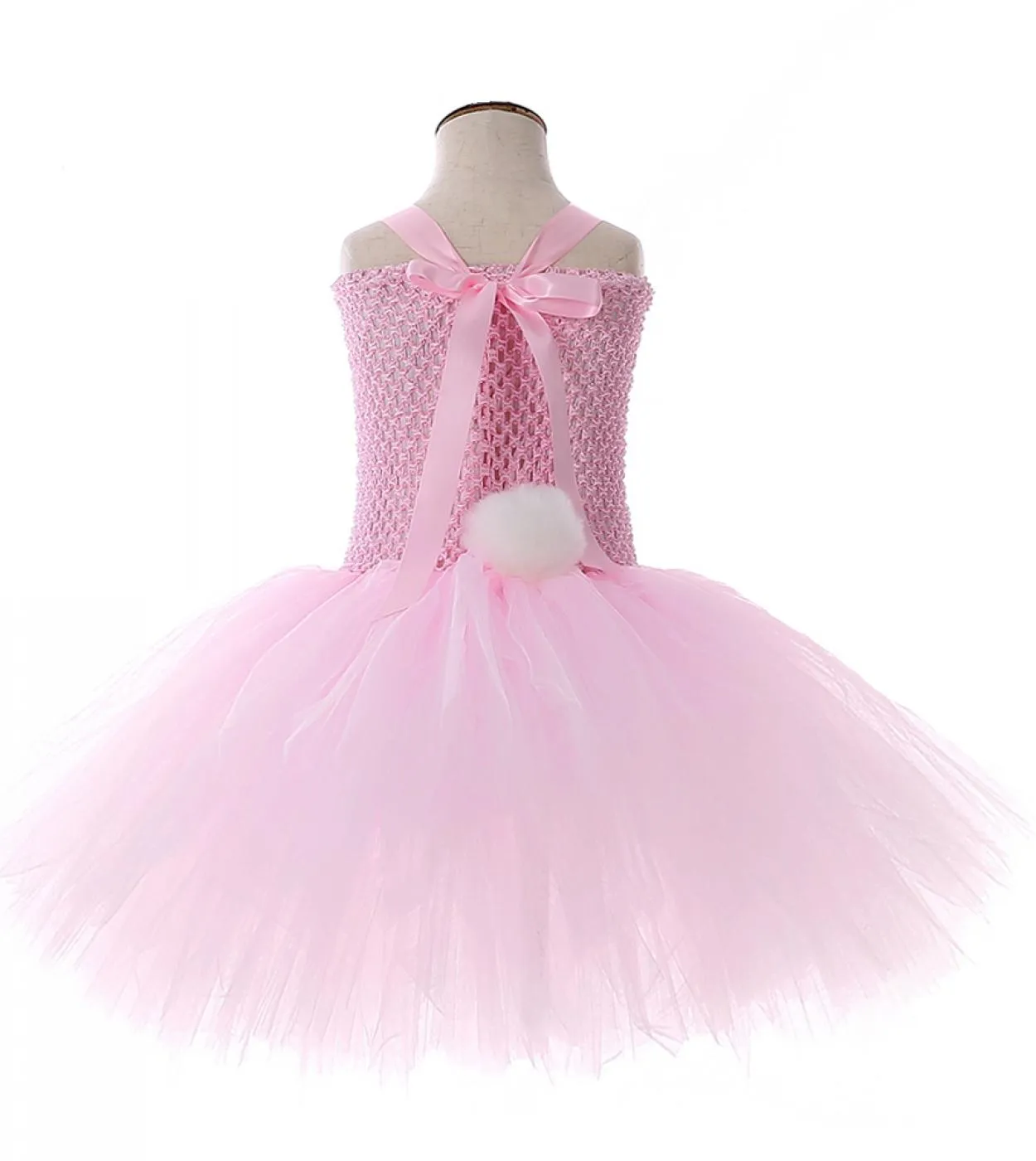 Costume da coniglietto pasquale per neonate Abito tutu rosa con orecchie di coniglio fiore Vestiti per bambini da coniglio Ragaz