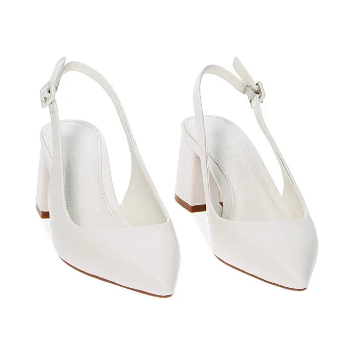 Décolleté slingback bianche, tacco 6 cm