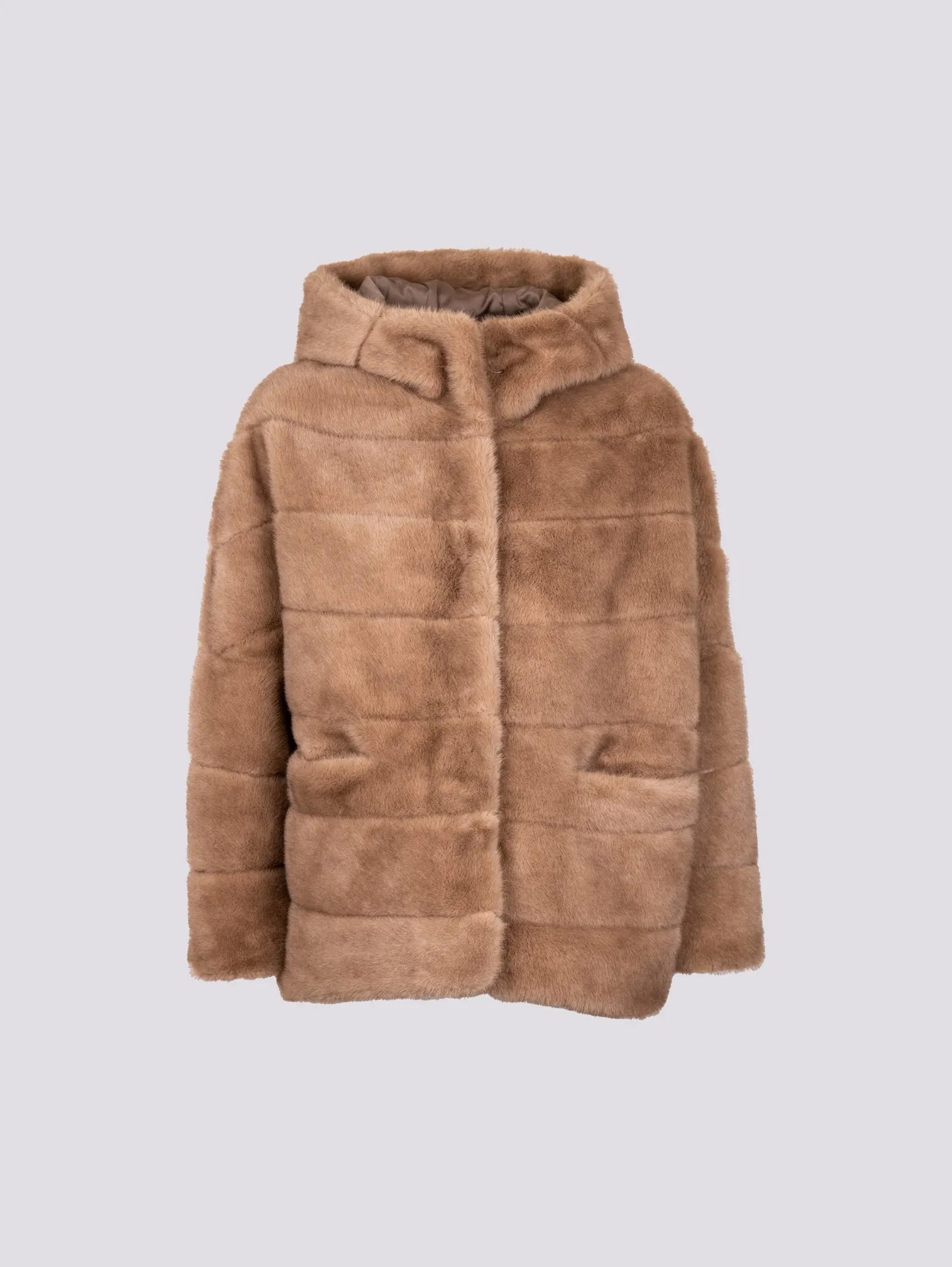 GIACCA MANTELLA IN ECO-VISONE BEIGE