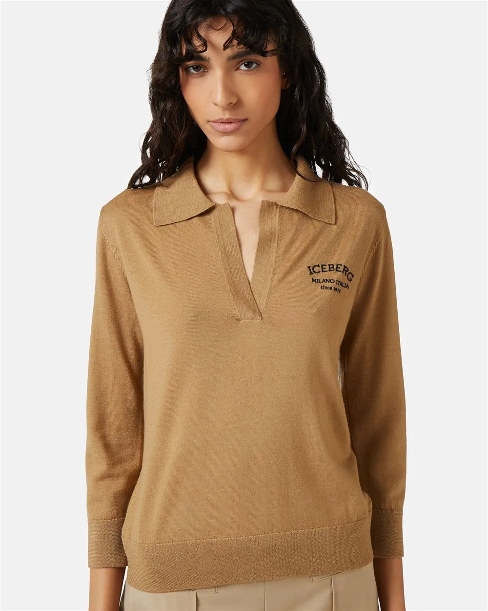Maglia a polo in lana con ricamo Iceberg