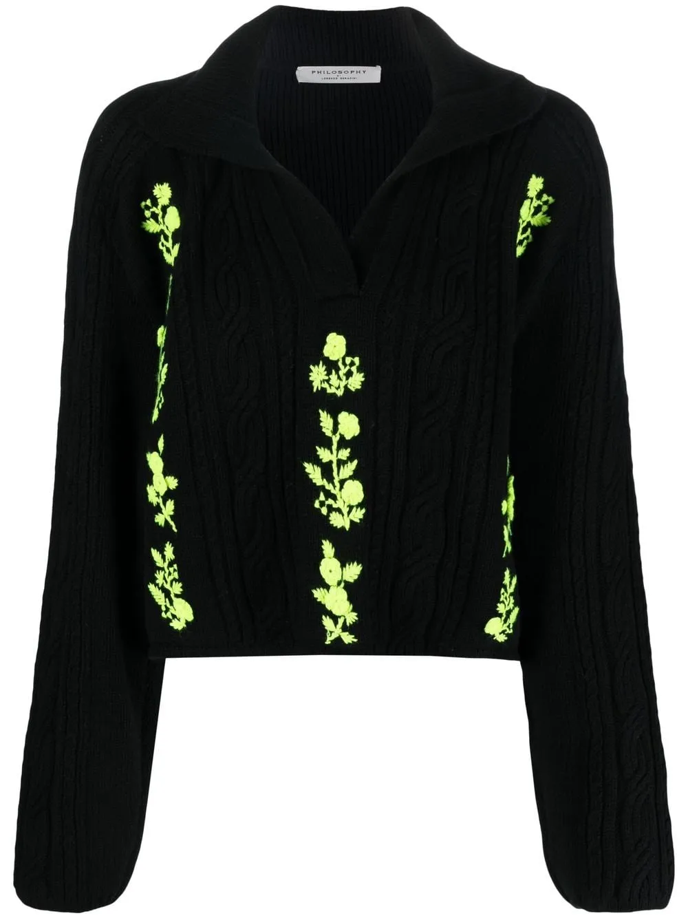 maglione con ricamo floreale