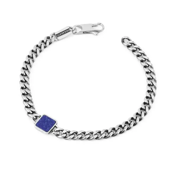 MBR190B Bracciale maglia grumetta e centrale di lapislazzulo    