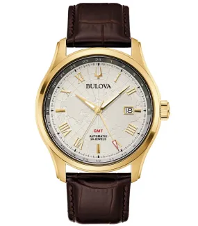 Orologio Bulova Collezione Wilton GMT Acciaio Pelle Marrone 97B210