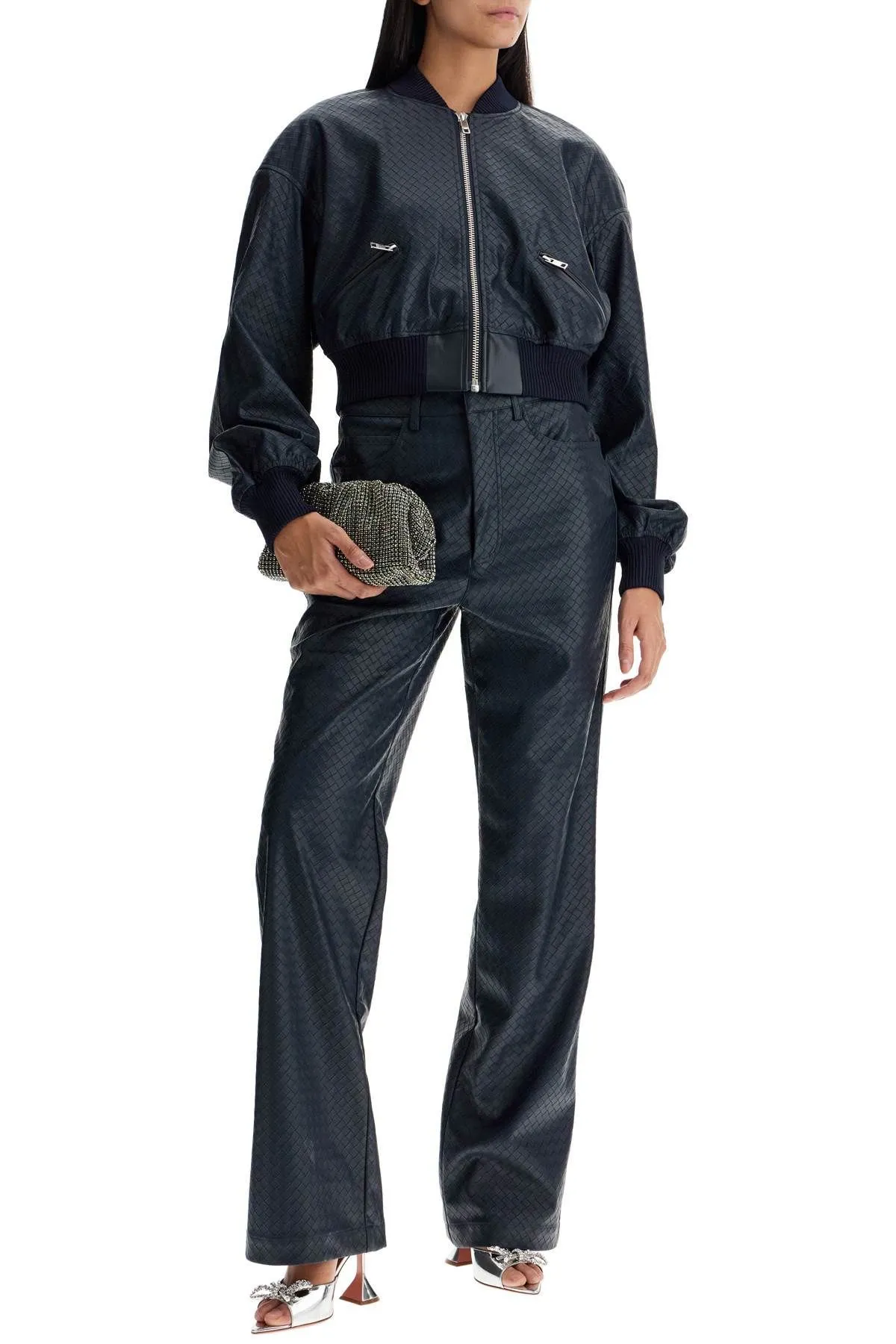 Pantaloni dritti a motivo intrecciato