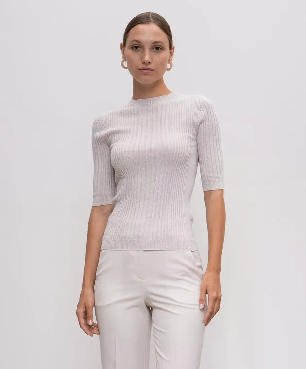Peserico Top rigato beige con lurex A99547F1809242