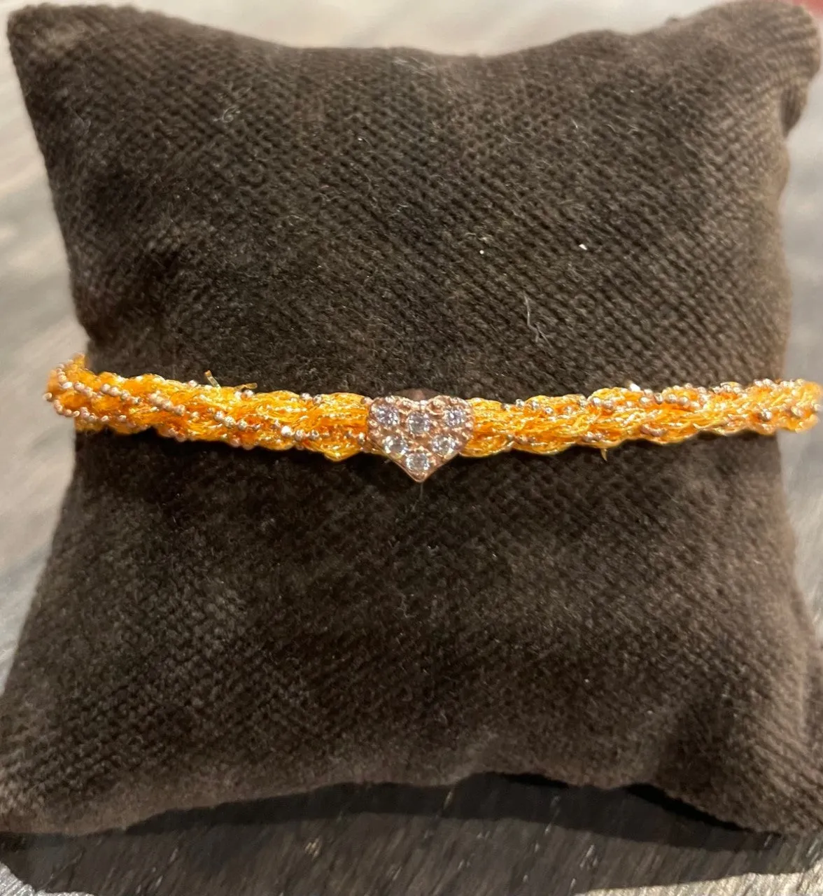 Pf milanojewels bracciale regolabile très chic seta mandarino, argento pl. oro rosa