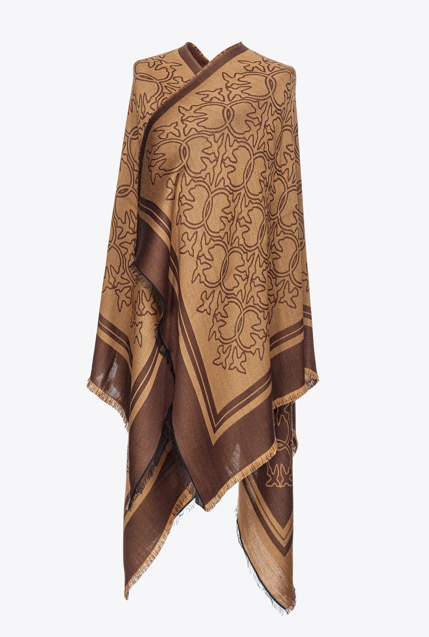 PINKO - MANTELLA JACQUARD LOVE BIRDS CAMMELLO