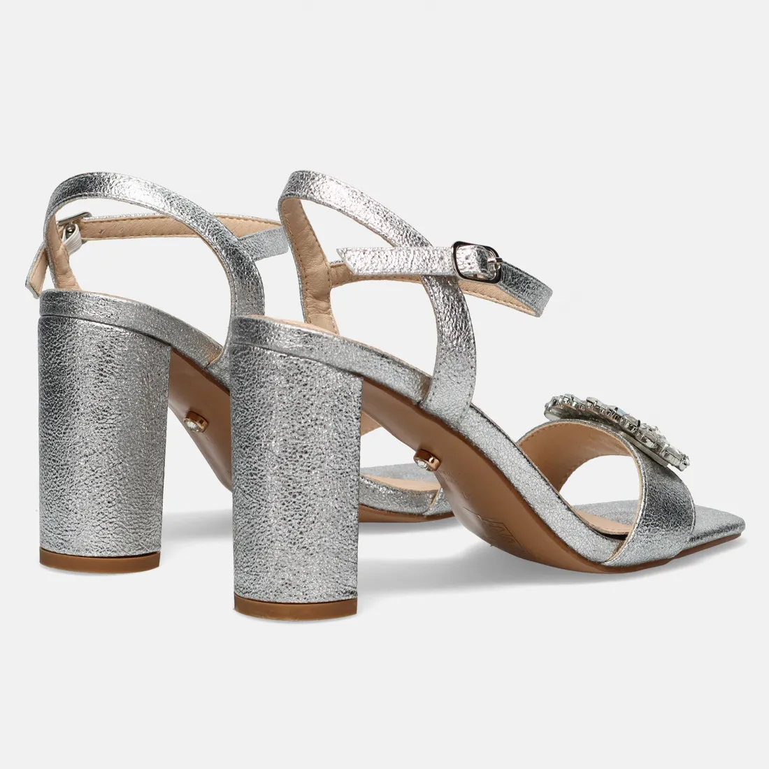 Sandalo con tacco Twenty Four Haitch Yole argento con strass