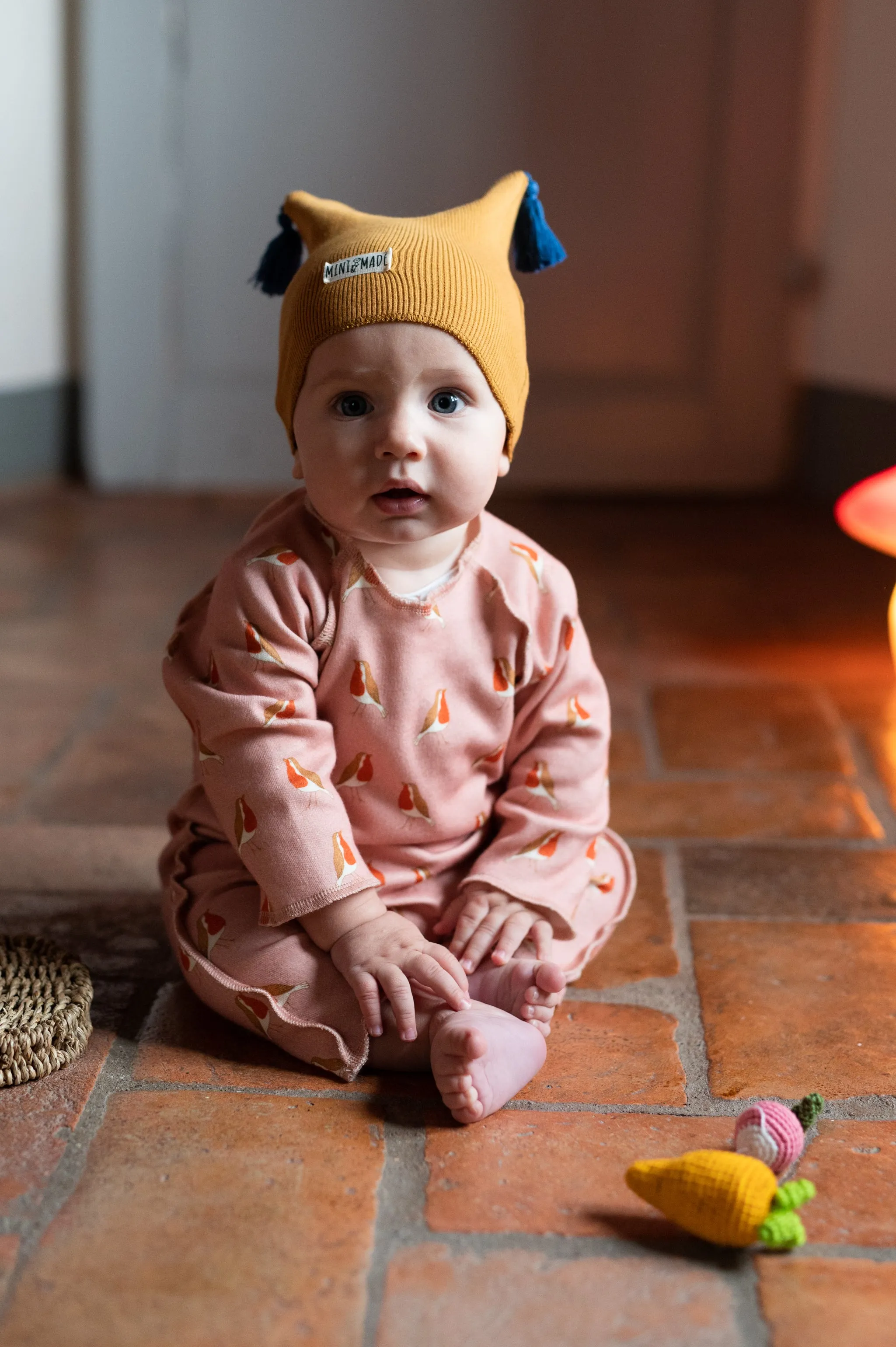 SPINACINO CAPPELLINO  cotone a costine ocra