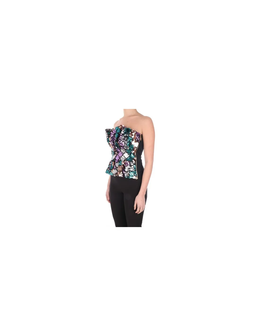 Top fantasia viola e nero paillettes Vanmala Kocca