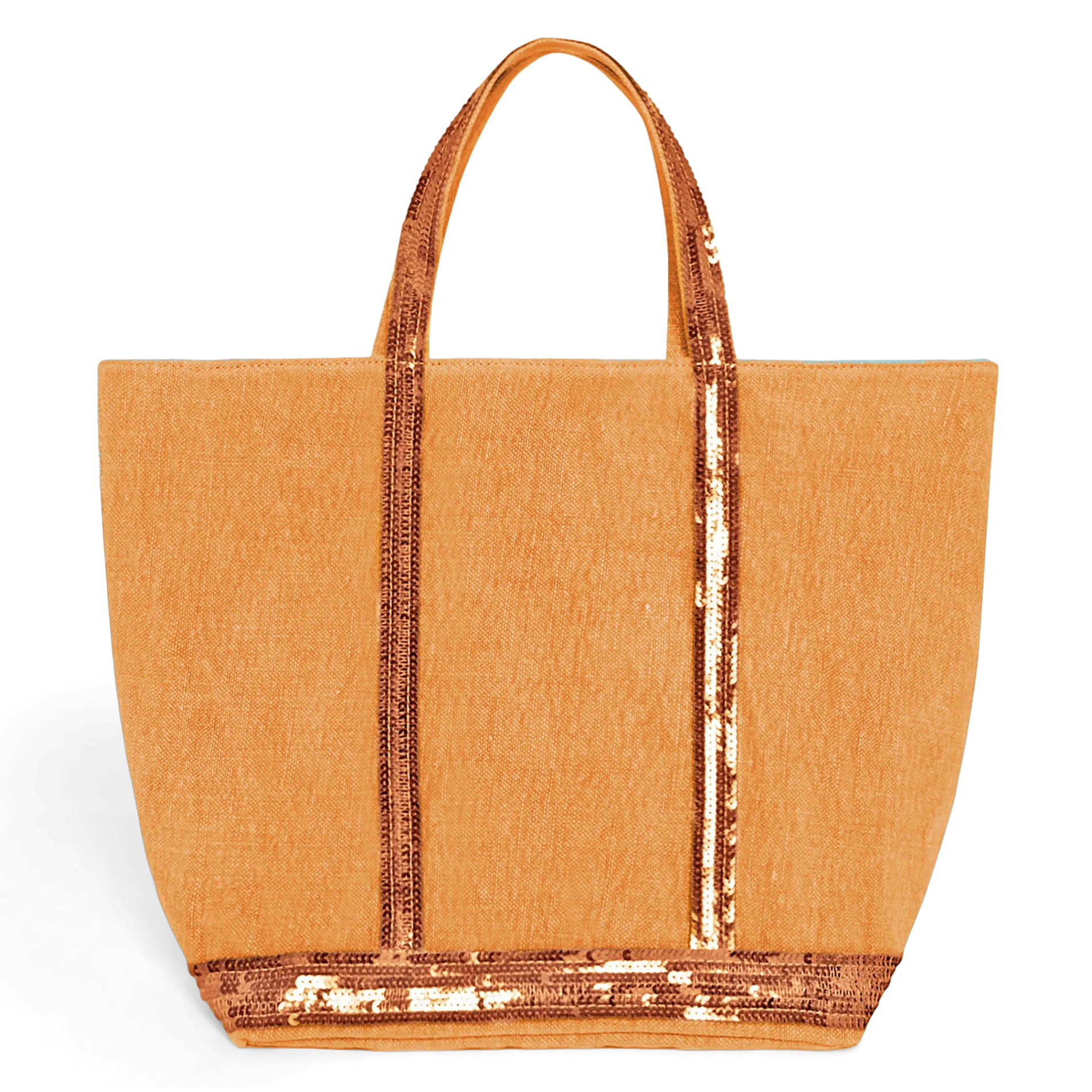  VANESSA BRUNO   Shopping bag in lino con paillettes | Giallo