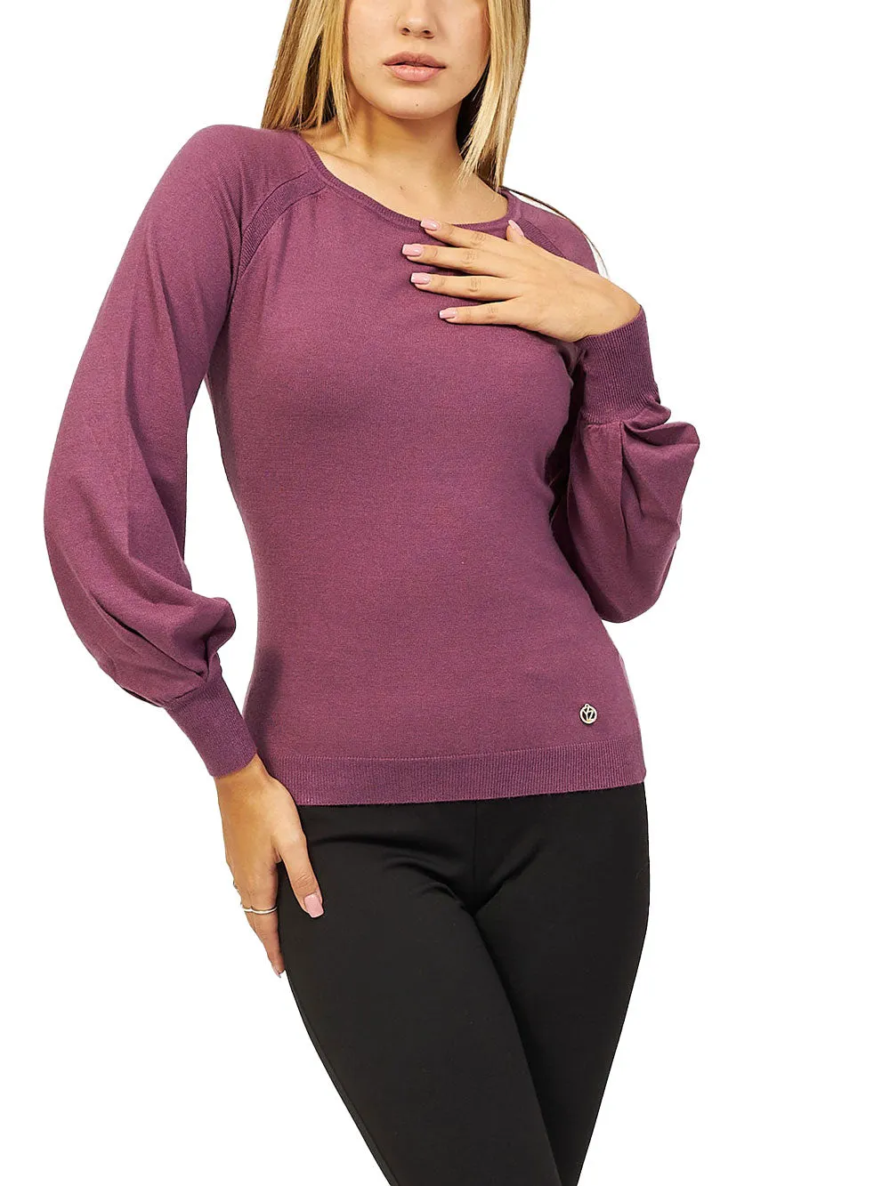 YES ZEE Maglione Donna - Viola modello M005